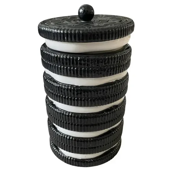 1970's Vintage Stacked OREO Cookie Jar Container With Lid